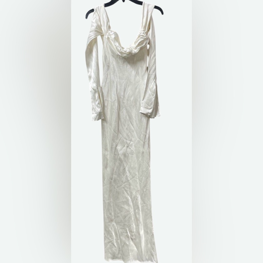 Meshki Giselle Off Shoulder Cowl Neck Maxi Dress White Romantic Formal Gown Sz S - Picture 6 of 10